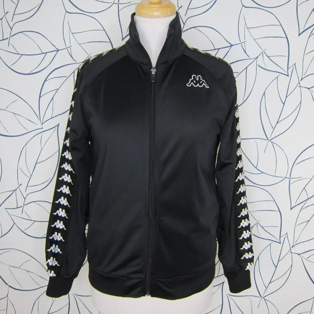 KAPPA 222 Banda Anniston Slim Track JACKET Full Zip Black Size S Unisex